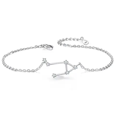 Ever Faith Cubic Zirconia Libra Zodiac Horoscope Astrology Link Bracelet