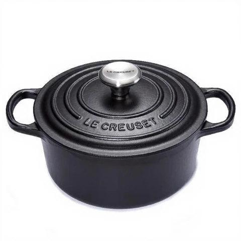 Le Creuset Signature Serie Runder Bräter aus Gusseisen mit Deckel - 20cm - 2.4L - Geeignet für alle Herdarten - Schwarz