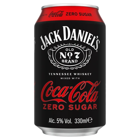 Jack Daniel's & Coca-Cola Zero Sugar 330ml (Containing Sweeteners)