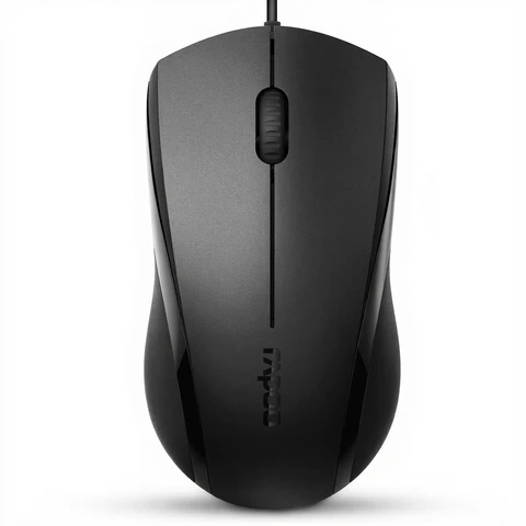 RAPOO N1600 Silent Optic Souris filaire, 1000 DPI, 3 boutons, USB, câble de 1,5 m - Noir