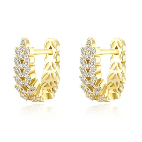 Ever Faith Cubic Zirconia 14K Gold Plated Tiny Dainty Post Huggie Hoop Earrings