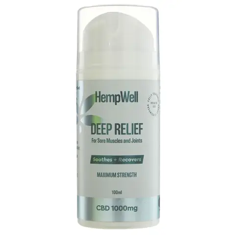 HempWell Deep Relief CBD Cream - 1000mg Rapid Cooling Formula with Peppermint & Eucalyptus - Vegan - 100ml