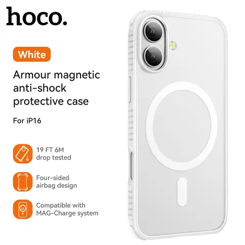 HOCO Magnetic Series Shockproof Protective Phone Case - iPhone 16 - White