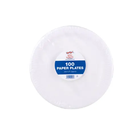 Royal Markets 9 inch White Paper Plates, pack of 100