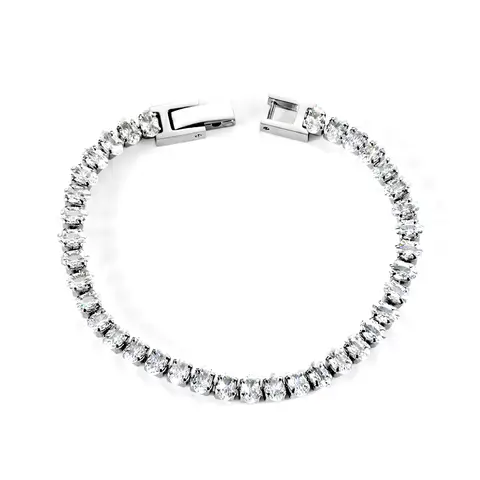 White Zircon Gem Bracelet - Stainless Steel - 18cm long x 3.5mm Zircon Gems