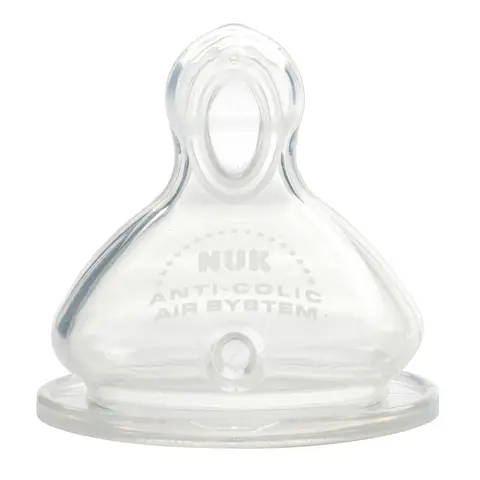 NUK Silicone Teat Medium Hole Size 0-6 Months 2 Pack