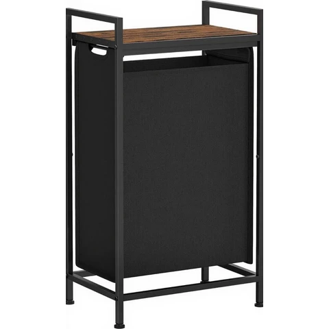 VASAGLE Laundry Basket with Shelf Oxford Fabric Laundry Bag Metal Frame - 42 x 28 x 75 cm - 47 L
