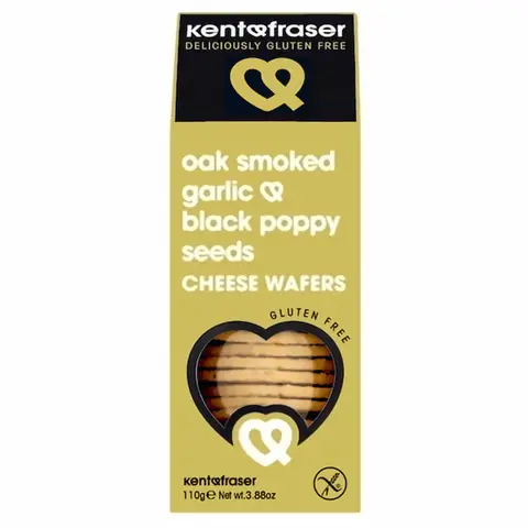 Kent & Fraser Oak Smoked Garlic & Black Poppy Seed Cheese Biscuits 110g