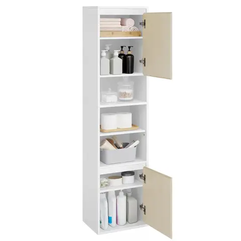Vasagle Storage Cabinet 2 Door Light Oak Effect/White Tall