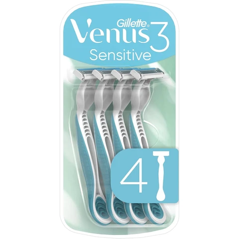 Gillette Venus Sensitive 3 Blade Shaving Razor 4 Pack