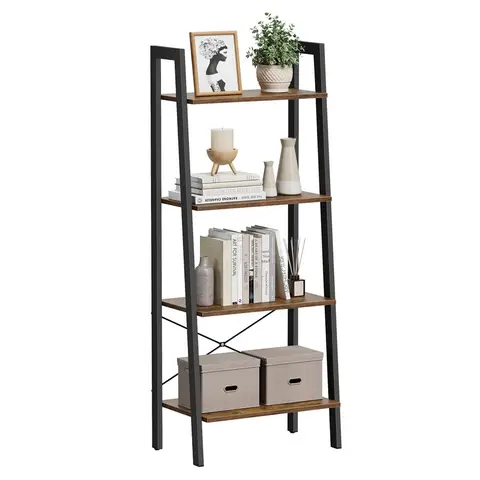 VASAGLE Bookcase Ladder 4 Shelves Rustic Brown/Black