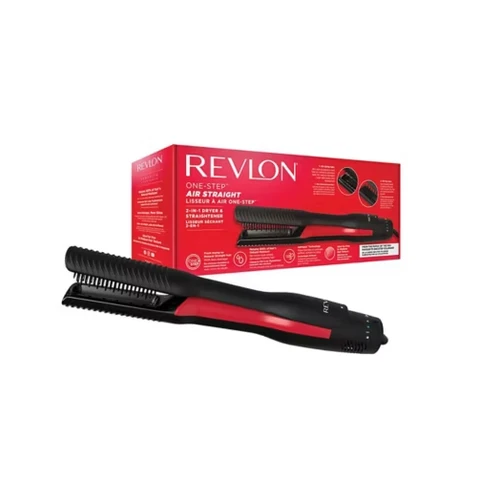Revlon One Step Air Straightener – 2-in-1 Drying & Straightening, Ceramic Plates, Digital Controls – Black/Red, RVDR5330UK
