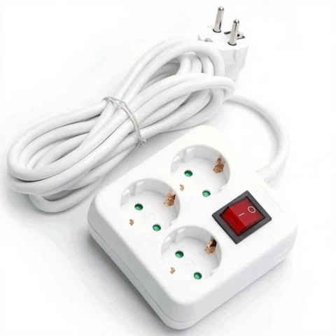 Aigostar Steckdosenleiste mit Kabel/Deutsch 3-fach/3G1.5mm2/3m/Mit Schalter/Quadratisch/Weiß/PP