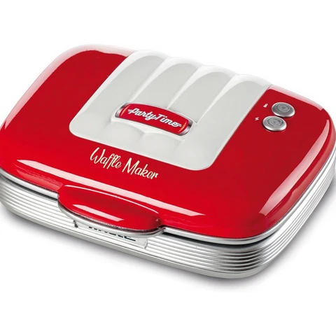 Ariete Party Time 1973 Waffeleisen, Antihaftbeschichtung, Kabelaufwicklung, Sicherheitsverschluss, Betriebskontrollleuchte, 700 W, Rot