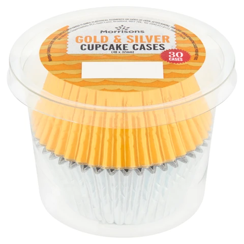 Morrisons Silver & Gold Foil Cupcake Cases 30 Pack