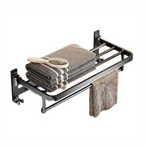 J.Zao Barre en aluminium pour serviette sans perçage - Tringle à serviette de salle de bain