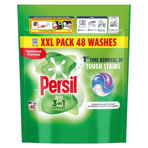 Persil 3in1 PODS, Washing Liquid Laundry Detergent Capsules, Bio, 48 Washes