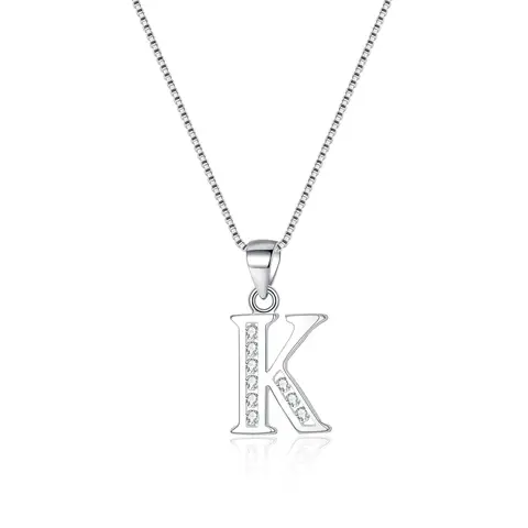 Ever Faith Cubic Zirconia Initial Pendant Necklace - Letter K