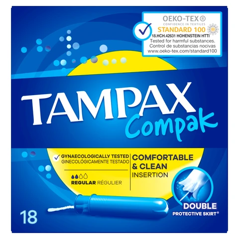 Tampax Compak Regular Tampons With Applicator 18 Sticks