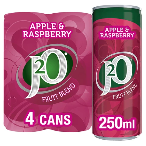 J2O Apple & Raspberry Fruit Blend Cans 4 X 250ml