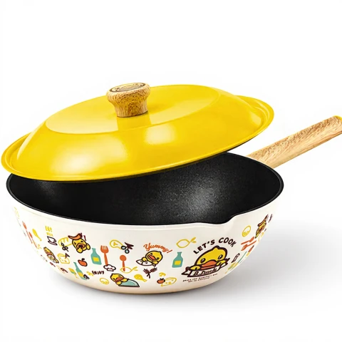 COOKER KING Poêle Wok COOKER KING x B.DUCK - Antiadhésive - avec couvercle - toutes sources de chaleur - 30 cm