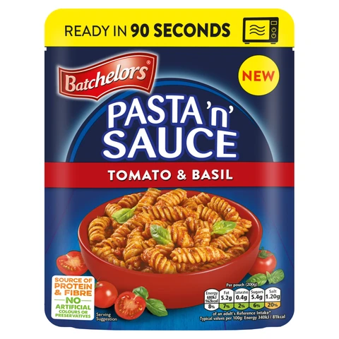 Batchelors Pasta'N'Sauce Microwave Pouch Tomato And Basil 200g