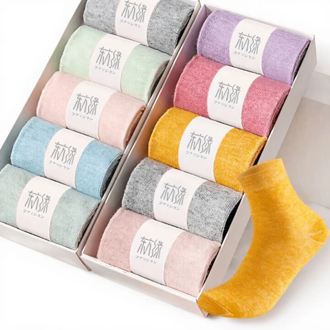 Vielseitige, bunte Baumwollsocken für Damen, Frühling/Sommer, 8 Paar