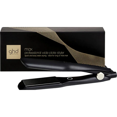 GHD Max Wide Plate Hair Straightener & Styler in Black - Larger Plates for Quick Styling, More Shine, Frizz-Free - For Long, Thick or Curly Hair