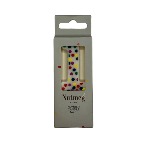 Nutmeg Cake Candle Spots Number 1 Multicolour