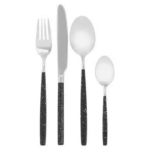 Interiors by Premier 16 Piece Black And Silver Cutlery Set