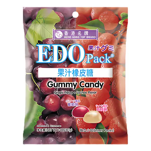 EDO pack Juice Gummy Candy Grape & Lychee Flavors 120g