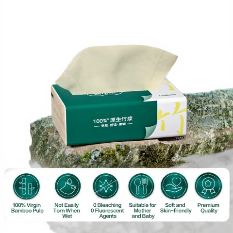 ochama 1 verpakking van 100 stuks 3-laags Hui Xun-tissues, zachte, natuurlijke bamboevezels 100 Stuks*1 Verpakking