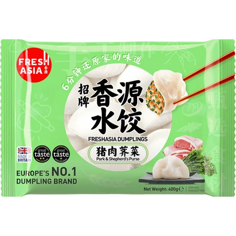 FRESHASIA Varkensvlees & Herderstasje Dumplings 400g