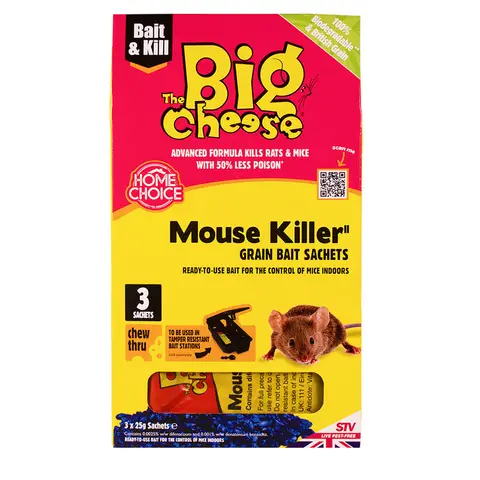 The Big Cheese Mouse Killer Grain Bait Sachet 3 x 25g