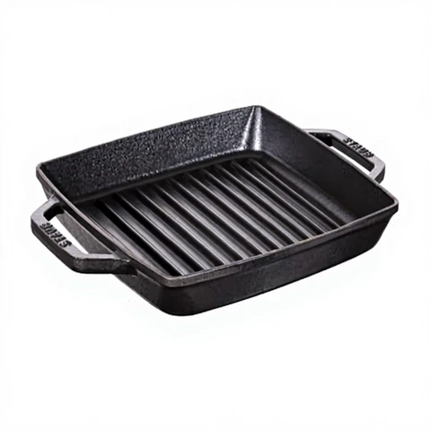 Staub Quadratische Gusseisen-Grillpfanne – Doppelgriffe – 23×23 cm