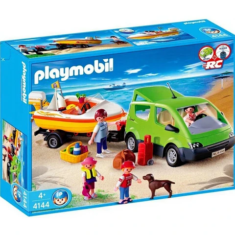 Playmobil Gezinswagen met Boot en Aanhangwagen