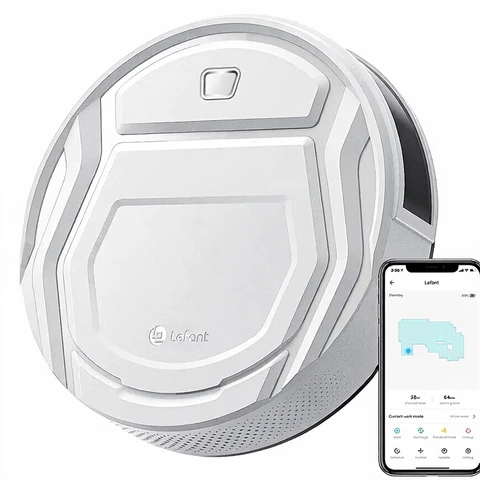 M210 Aspirateur robot Blanc – Bac à poussière 500 ml | 4 modes de nettoyage | 1800 Pa