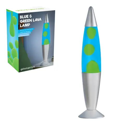 Global Gizmos Lava Lamp Rocket Blue/Green/Silver