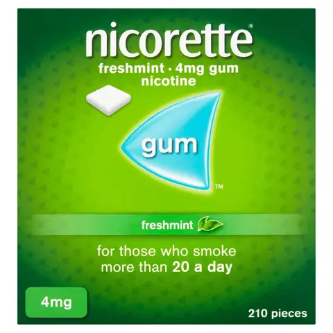 Nicorette Freshmint 4mg Gum (210 Pieces), Quit Smoking Aid, Nicotine Gum