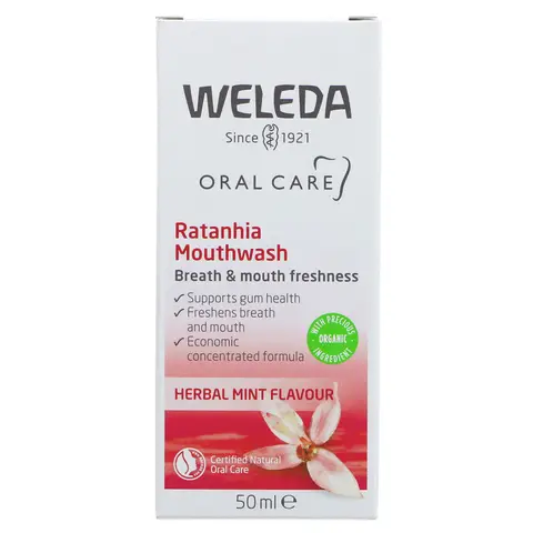 Weleda Ratanhia Mouthwash With Herbal Mint Flavour Supports Gum Health 50ml