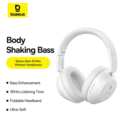 Baseus Bass 30 Max Wireless Headphones - Moon White