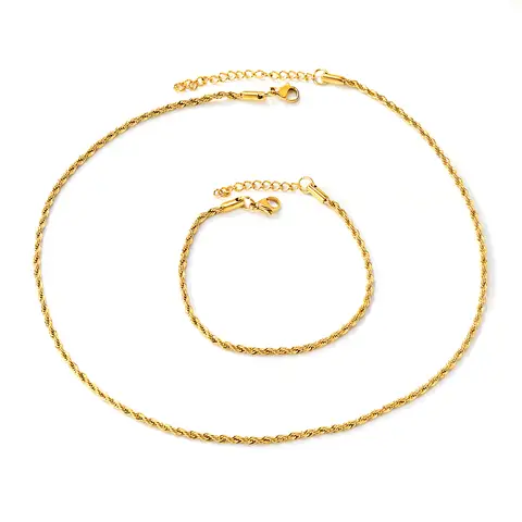 Minimalist Gold Chain Jewelry Set, Basic Choker and Matching Bracelet Set