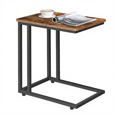 VASAGLE Table d’appoint, de chevet et d’assise sur roulettes 50 x 35 x 60 cm - Marron vintage/Noir