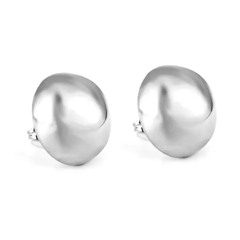 20mm Large High-Polished Stainless Steel Ball Stud Earrings for Women, Hypoallergenic Silver Tone Half-Sphere Post Earrings