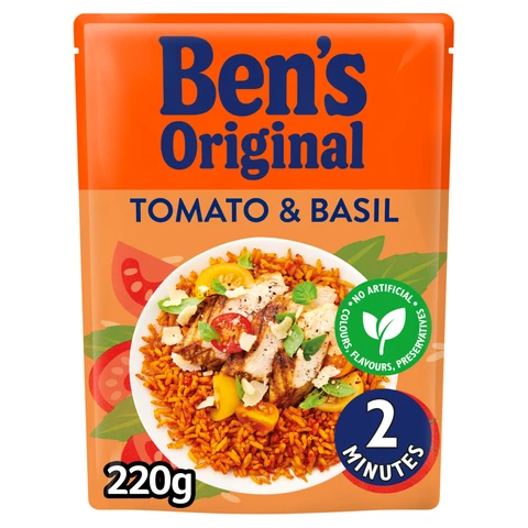 Ben's Original Tomato And Basil Flavoured Microwave Rice 220g