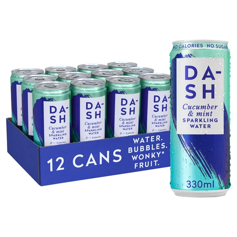 Dash Water - Sparkling Water Infused With Wonky Cucumbers & Mint - 12 X 330ml