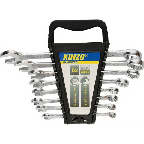 Kinzo Steek-/Ringsleutelset 8-delig - 8–19 mm