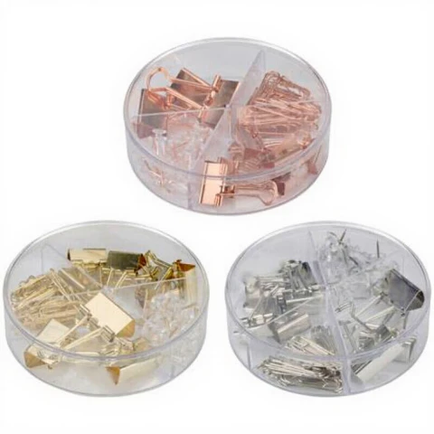Topwrite Mapset – Gebogen Punaises, I-Spelden, Zwaluwstaartclips, Metalen Binderclips – 74 Stuks – Drie Kleuren Willekeurig Verzonden