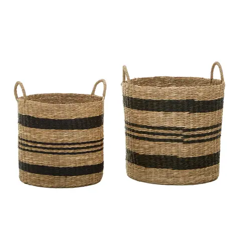 Arles Set of 2 Seagrass Baskets with Black Stripes.