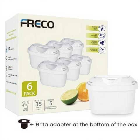 Freco by Bluetech Waterfilterpatroon 6st Compatibel met alle BRITA Waterkokers 160 L Filtratiecapaciteit (Cijfers staan onderaan de doos)